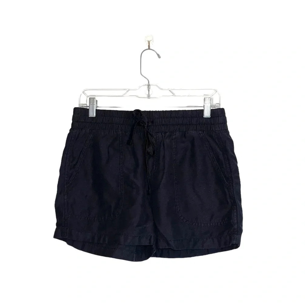Maurices Dockside High Rise Fabric Shorts Black Pull On Drawstring 3.5” Small
